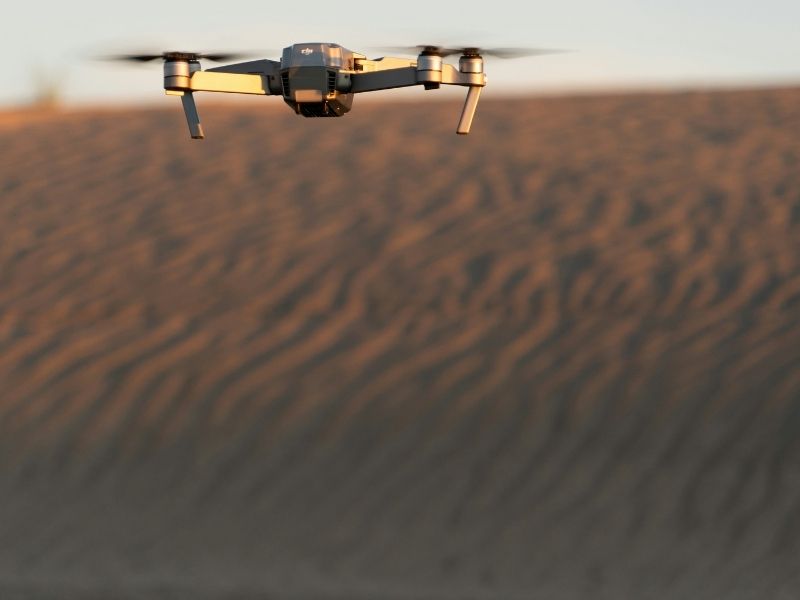 Drone LiDAR mapping over a large desert parcel in Phoenix, Arizona.

